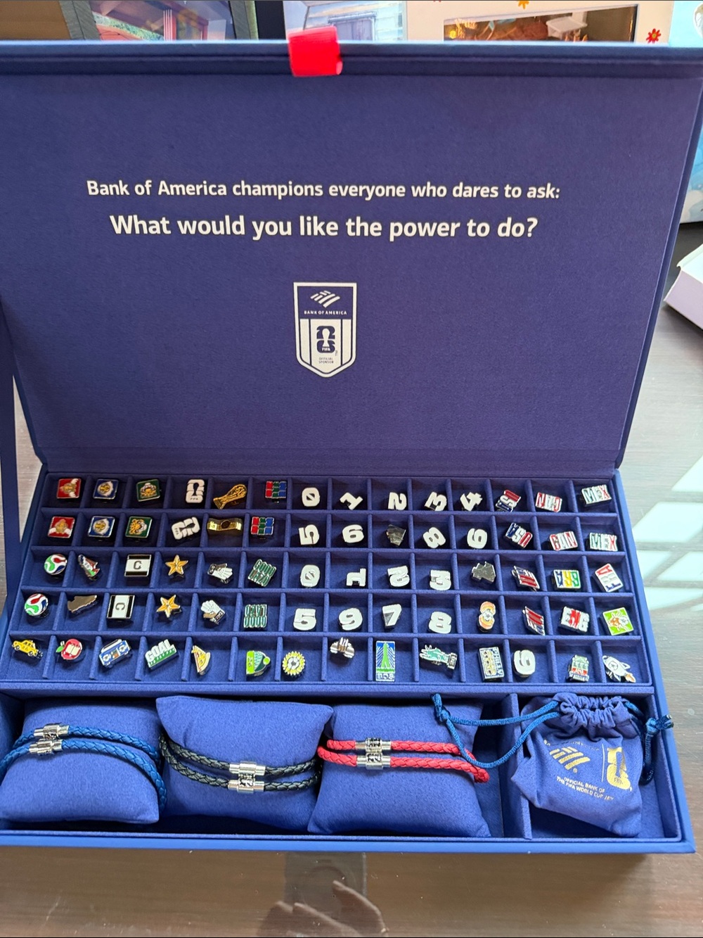 World Cup Blue Charm Bracelet Set - Navy Blue Charms & Braided Bands